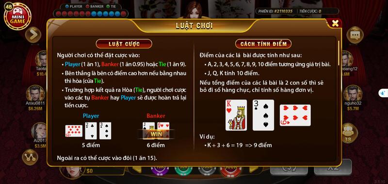 Luật chơi baccarat tại cổng game hitclub