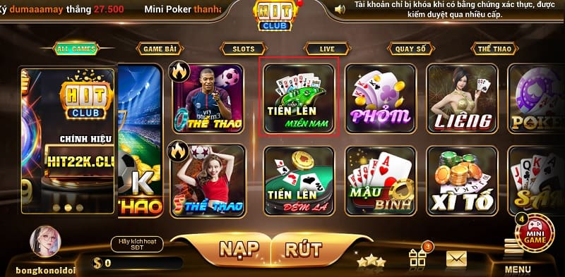 Tiến lên miền nam hitclub game bài cá cược đỉnh cao